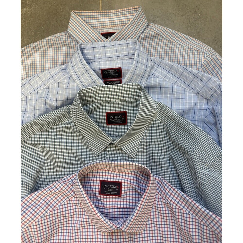 UNTUCKit Lot 4 Mens Performance Shirts S Stretch Button Check Plaid Stripe